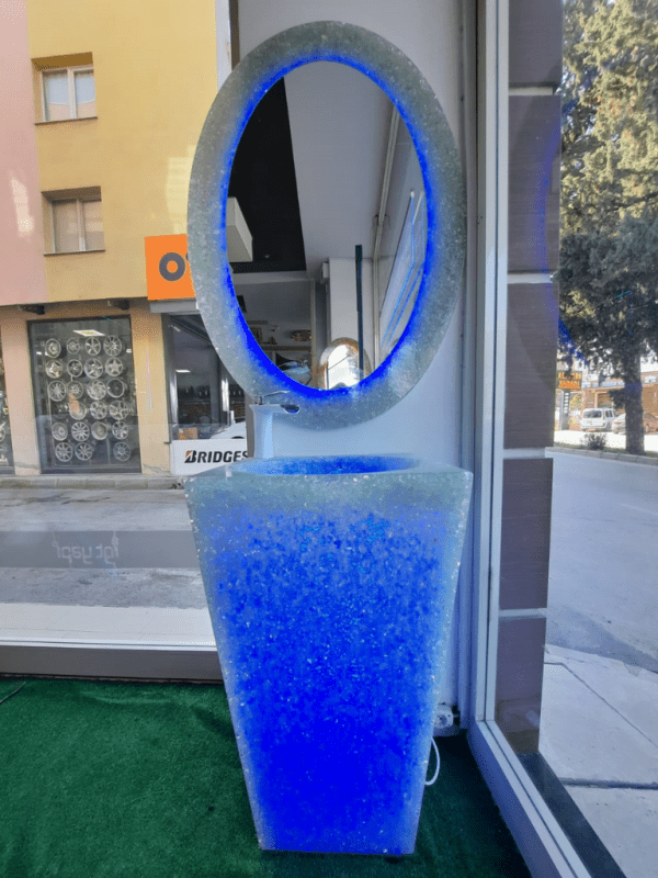 SİLİS TAŞLI IŞIKLI PİRAMİT LAVABO - MODERN BANYO - Görsel 4