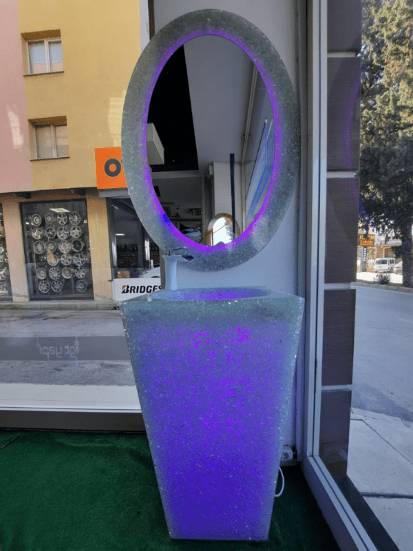 SİLİS TAŞLI IŞIKLI PİRAMİT LAVABO - MODERN BANYO - Görsel 2