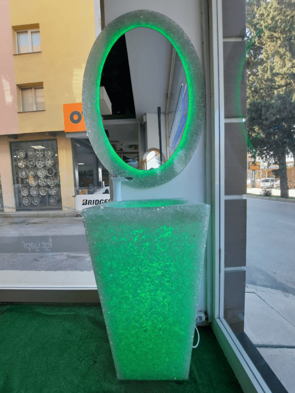 SİLİS TAŞLI IŞIKLI PİRAMİT LAVABO - MODERN BANYO - Görsel 3